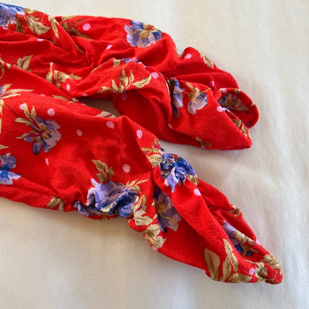 Zara Floral Mini Dress Wrap Long Sleeve Red Blue Polka‎ Dot M - Picture 6 of 12